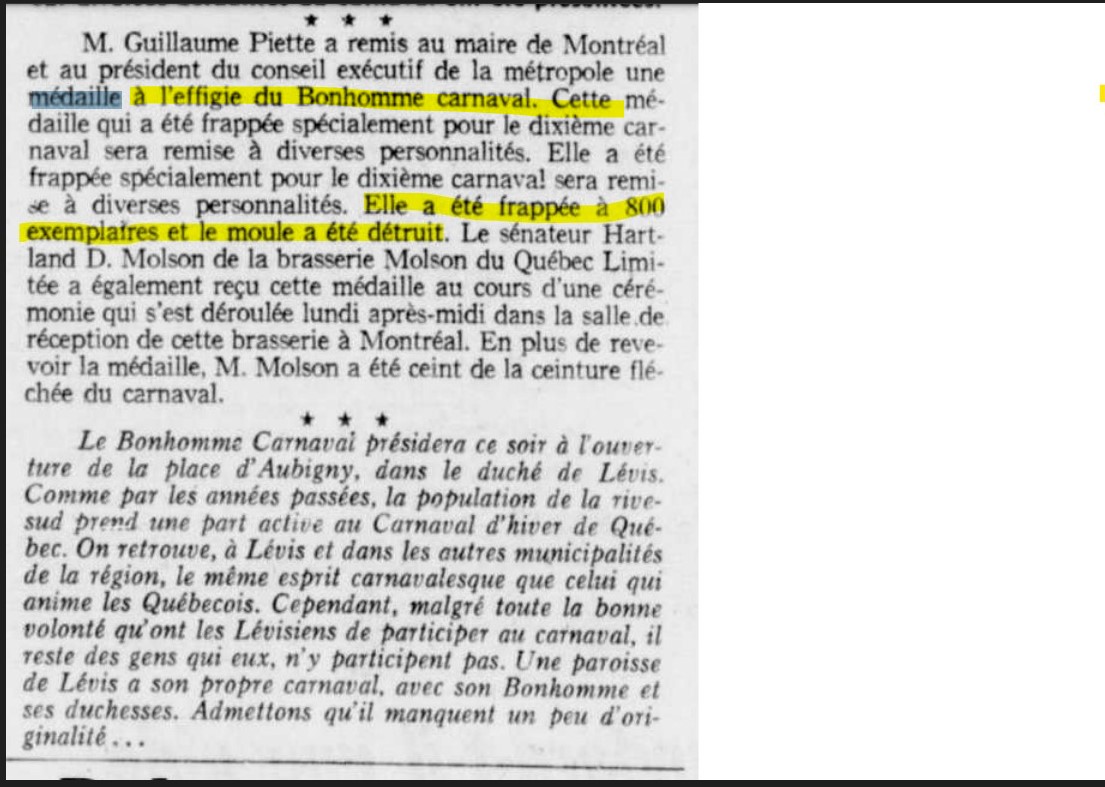 Médaille carnaval québec 1964,  parte a action catholique 14 janv 1964.jpg