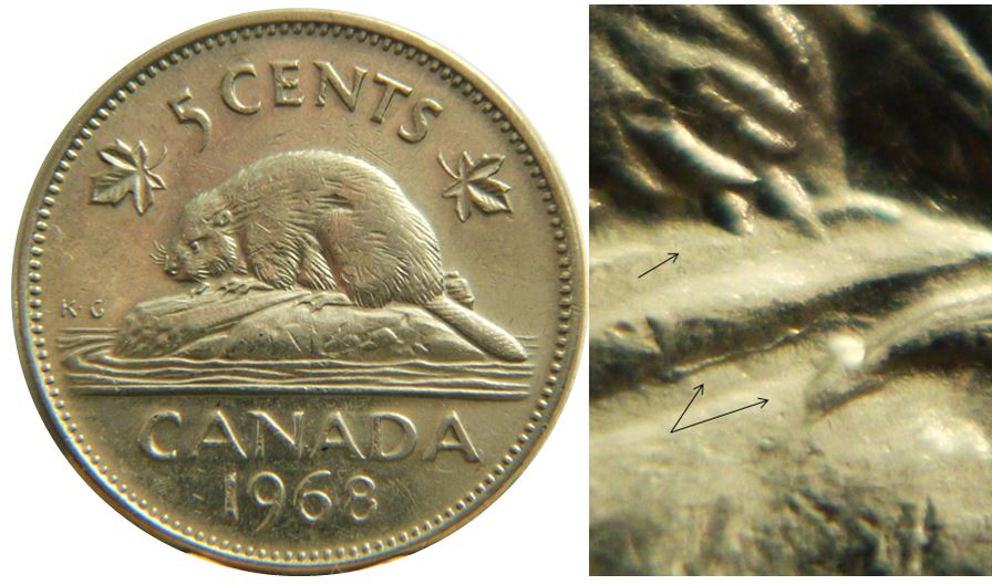 5 Cents 1968-Accumulation sous le castor-1,.JPG