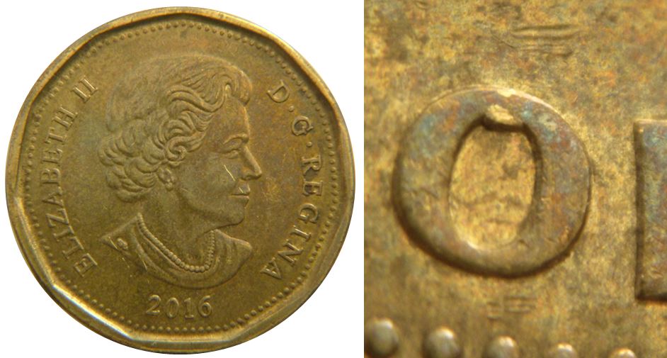 1 Dollar 2016-Éclat coin dans O dOllar-No.1,.JPG