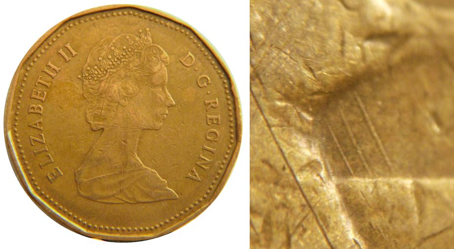 1 Dollar 1989-Dommage du coin devant cou de l'oiseau-2.JPG