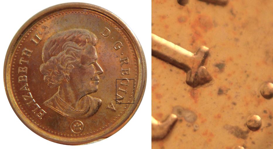 1 Cent 2011-Éclat coin sur i de regIna-No.1.JPG