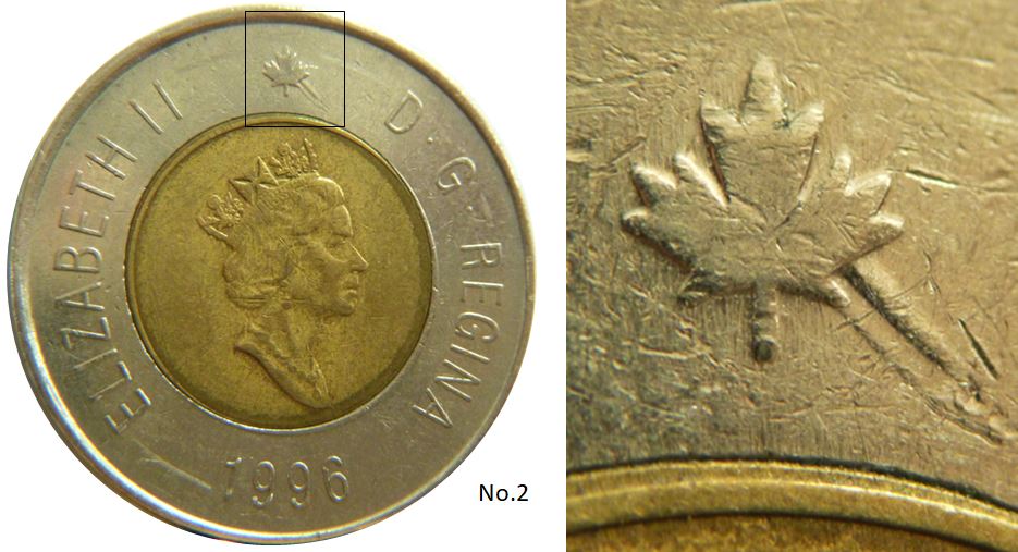 2 Dollars 1996-Dommage du coin à la feuille-No.2,.JPG