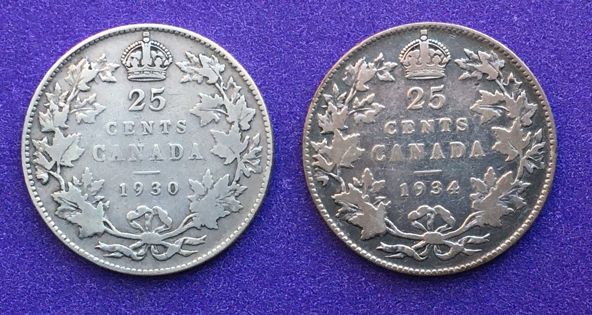 25 cents 1930 et 1934.JPG