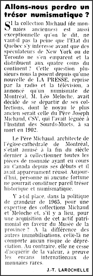 Article - 1965-02-25 - Les Clercs de St-Viateur veulent récupérer la riche collection Michaud - Part 3 (La Presse).jpg