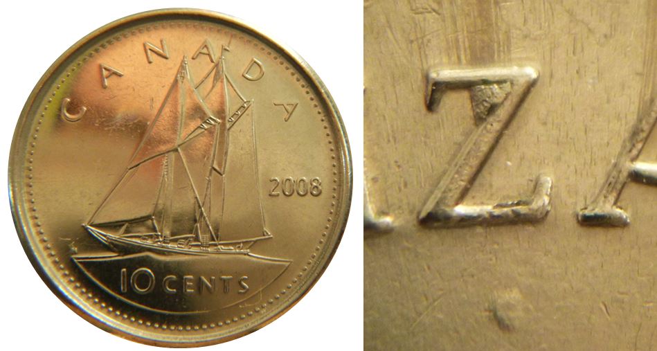 10 Cents 2008-Éclat coin dans Z de eliZabeth-1,.JPG