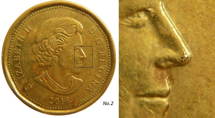 1 Dollar 2018-Éclat coin au bout du nez-No.2,.JPG