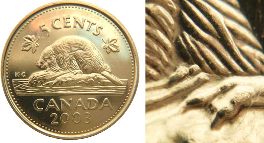 5 Cents 2003-Éclat coin sous abdomen-No.2,.JPG