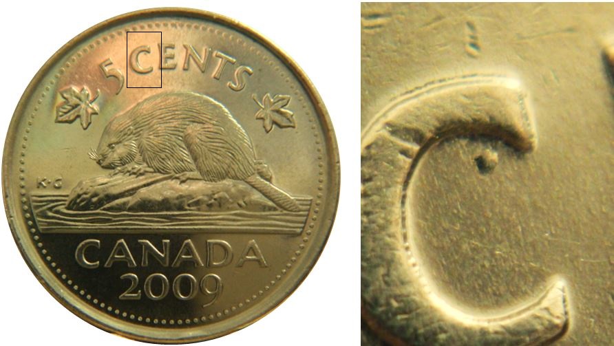 5 Cents 2009-Point dans C de Cents No.1.JPG