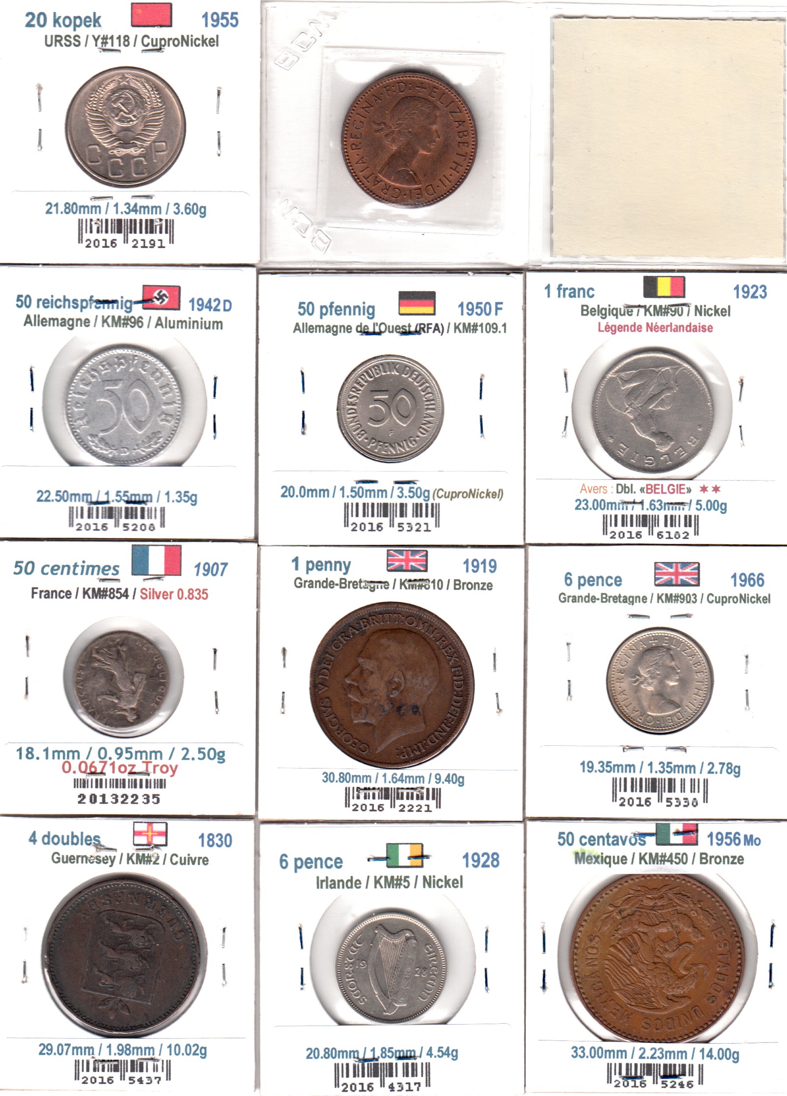 À Vendre - Lot 11 pièces du Monde - 2017-11-05 - Back.jpg