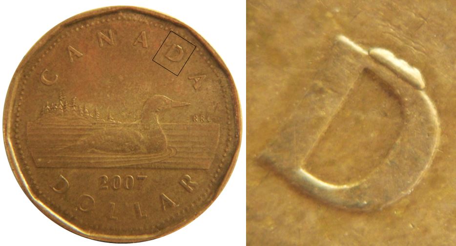 1 Dollar 2007-Éclat coin sur D de canaDa-1,.JPG