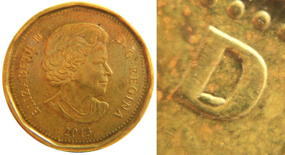 1 Dollar 2013-Éclat coin dans le D de canaDa-1,.JPG