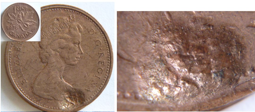 1 Cent 1976- Frappé a traver la graisse  coté avers.JPG