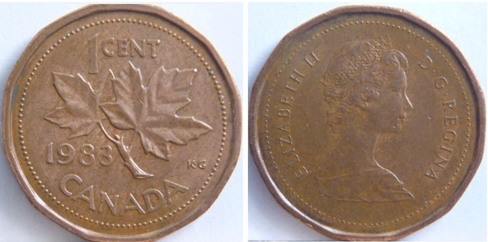 1 cent 1983 -5 Grosses perles coté revers-Accumulation sur les perles-1.JPG