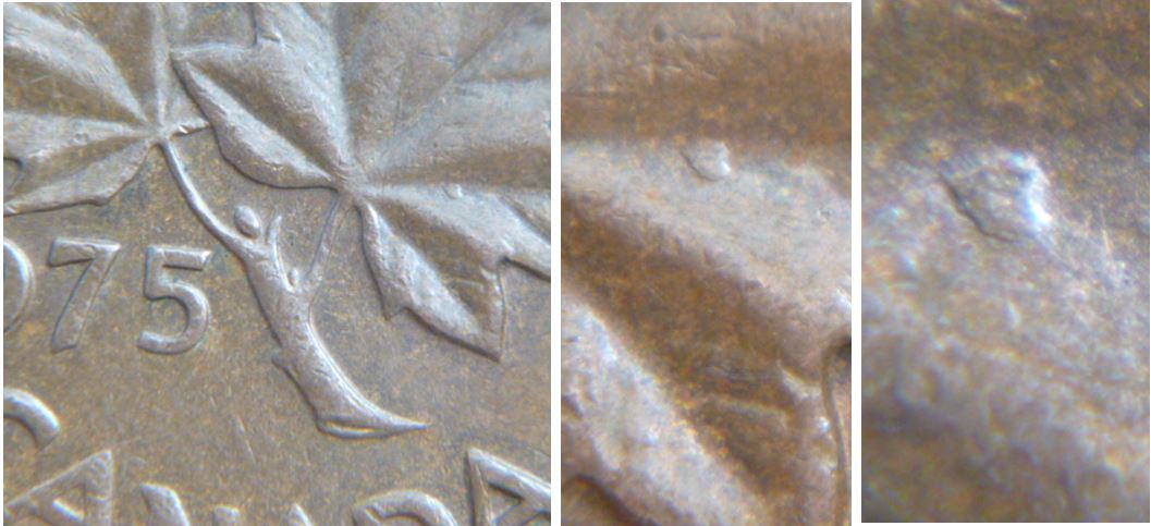 1 Cent 1975-Éclat de coin dans feuille droite.JPG