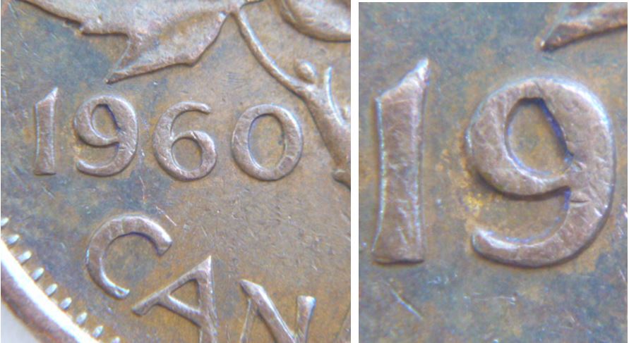 1 Cent 1960-Éclat coin dans le 9 de la date.JPG