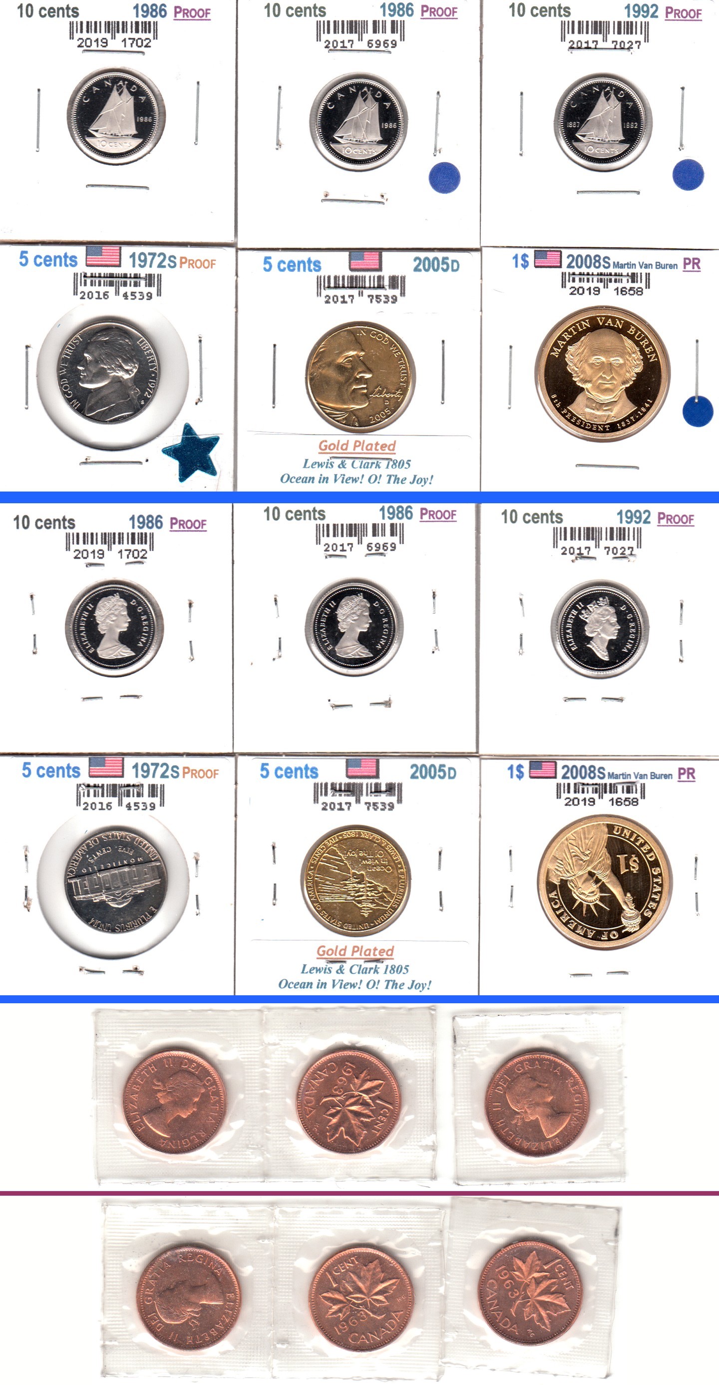 À Vendre - Lot 9 Pièces CA-USA BU Proof et Gold.jpg
