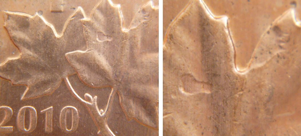 1 Cent 2010-Frappe a travers sur feuille droite-2.JPG