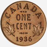 1 cent 1936 Dot Canada