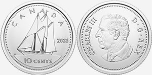 10 cents 2023 Charles III Effigy Portrait on Canadian Coins