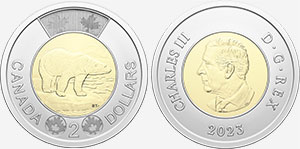 2 dollars 2023 Charles III Effigy Portrait on Canadian Coins