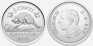 5 cents 2023 Charles III Effigy Portrait on Canadian Coins