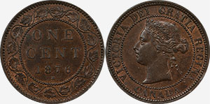 1 cent 1876 Brown Canada