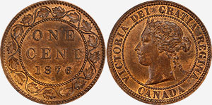 1 cent 1876 Red Brown Canada