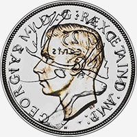 George VI (1937 to 1947) - Obverse - Die clash