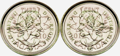 Coins entrechoqués sur les pièces de 1 cent