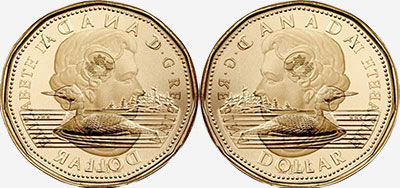 Coins entrechoqués sur les pièces de 1 dollar
