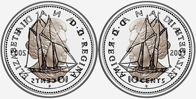 Coins entrechoqués sur les pièces de 10 cents