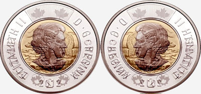 Coins entrechoqués sur les pièces de 2 dollars