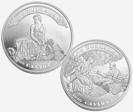 Pièces de 10 $ et de 20 $ en argent fin 2010 - 75e anniversaire des premiers billets de banque émis par la Banque du Canada