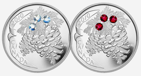 Pièce de 20 $ en argent fin 2010 - Pommes de pin des fêtes