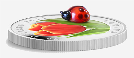Pièce de 20 $ en argent fin 2011 - Tulipe et coccinelle