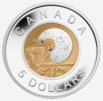 Pièce de 5 $ en argent sterling et en niobium pleine lune des algonquins 2011 (Pleine lune du chasseur)
