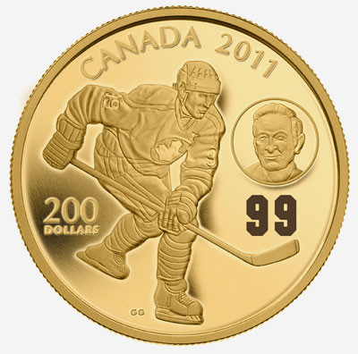 Pièce en or 22 carats 2011 et pièce holographique de 25 $ en argent fin 2011 - Wayne et Walter Gretzky
