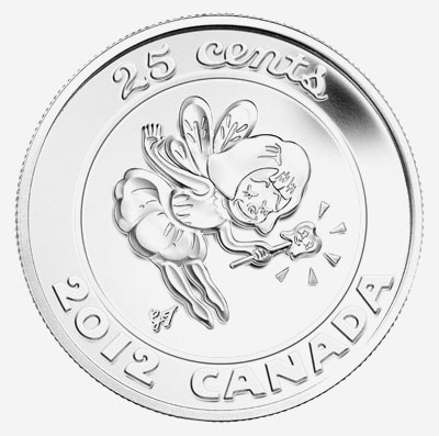 Carte-cadeau avec pièce de 25 cents 2012 - La fée des dents