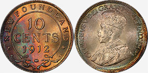 Newfoundland 10 cents 1912 - MS-68