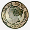 Province du Canada, Victoria, pièce d'un cent en bronze, 1858-1859