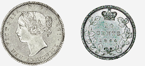 Pèce de 10 cents, 1864