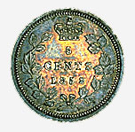 Province du Canada, pièce de 5 cents, 1858