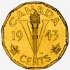 Canada, pièce de 5 cents en tombac, 1943