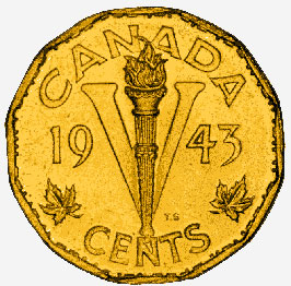 Canada, Tombac Five Cents, 1943