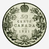 Dominion du Canada, pièce de 50 cents en argent, 1921