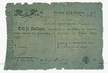$10 army bill, 1815 