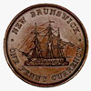 Nouveau-Brunswick, gouvernement provincial, jeton d'un penny en cuivre, 1854