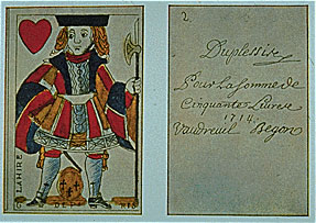 New France, playing card money, 1714