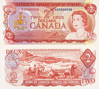 2 dollars 1973 - Plate numbers locations