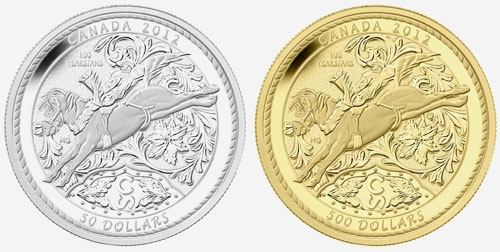 2012 $500 PURE GOLD AND $50 FINE SILVER COINS - 100 YEARS OF THE CALGARY STAMPEDE 2012